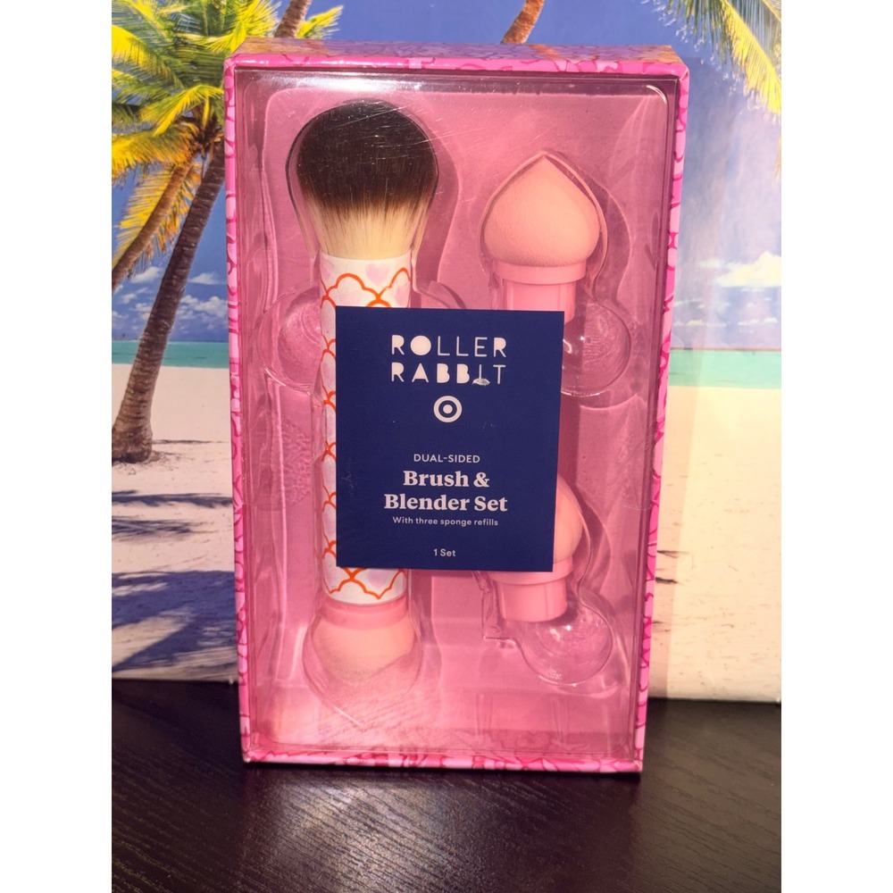 Roller Rabbit x Target Dual-Sided Brush & Blender Set Pink Geometric Print NEW